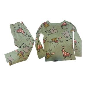 Toddler girl 3T pajamas set Flannel long sleeve long sleeve pants green